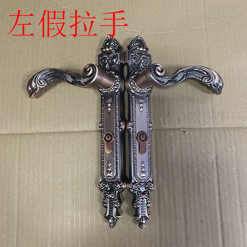 户外铁艺庭院大门锁欧式红古铜别墅院子锁70方管铝艺不锈钢把拉手