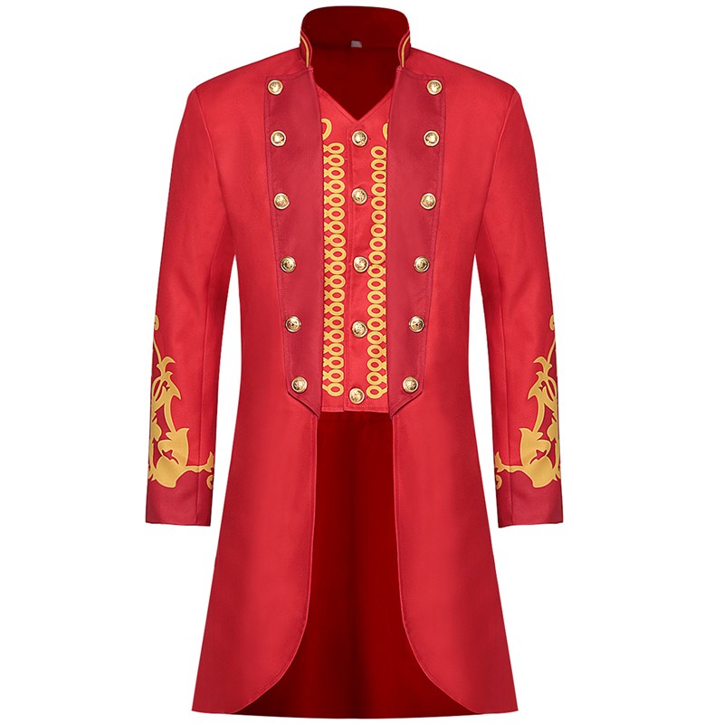 英伦宫廷燕尾服荷叶边衬衫男戏剧礼服提花裤子撞色风衣套装演出服