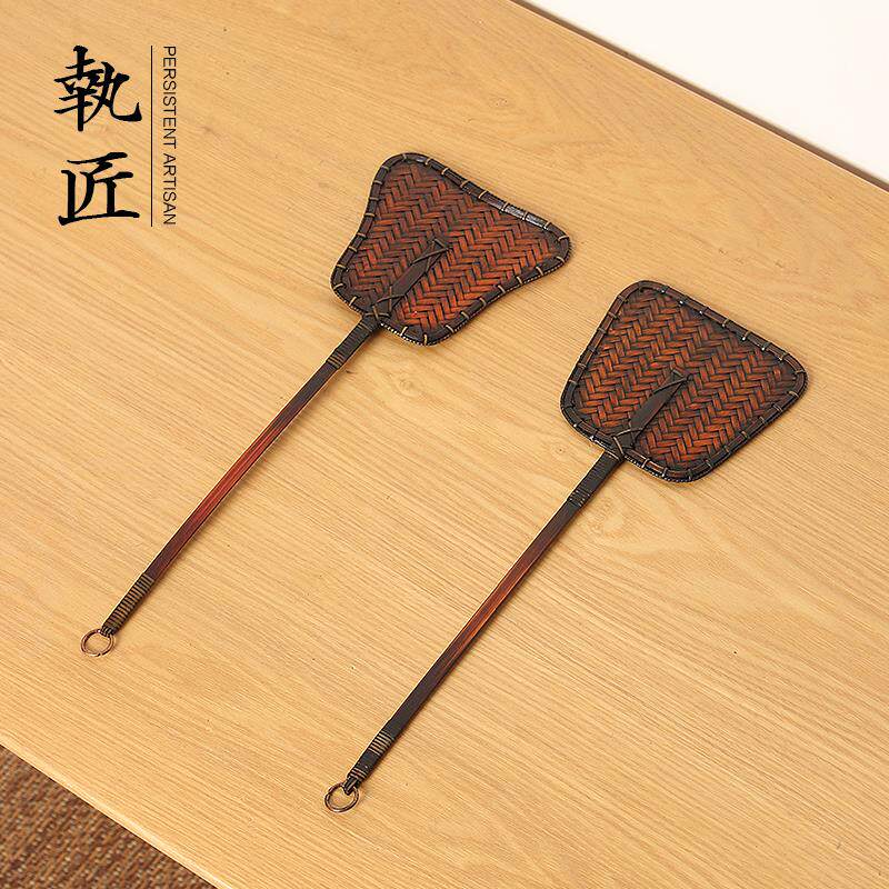 纯手工竹编风炉扇子迷你炉扇泥炉扇炭炉扇子煮茶风炉扇茶道配件