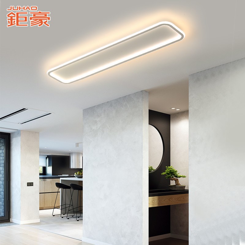 钜豪极简长条形客厅背景墙吸顶灯走廊灯过道灯玄关阳台衣帽间灯具