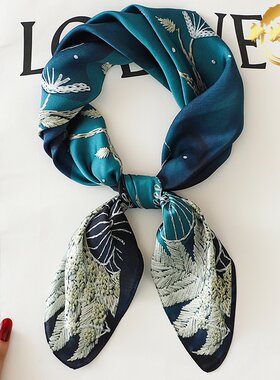 黄色小方巾丝巾女春秋冬季护颈围脖子薄款围巾纱巾搭配衬衫70x70