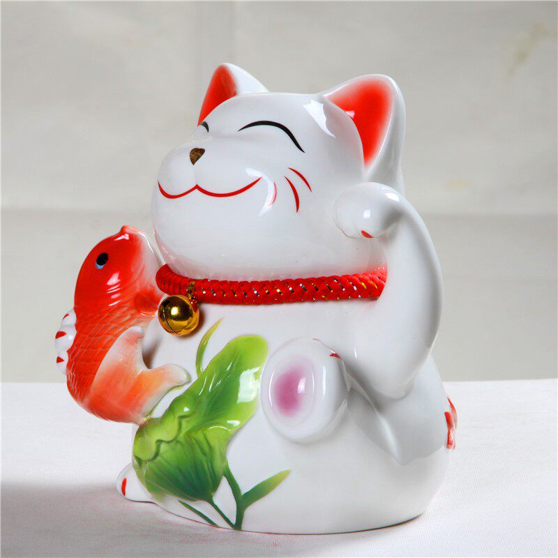 招财吉祥骨瓷生日节庆动物储钱罐创意招财猫开业聚财实用包邮摆件
