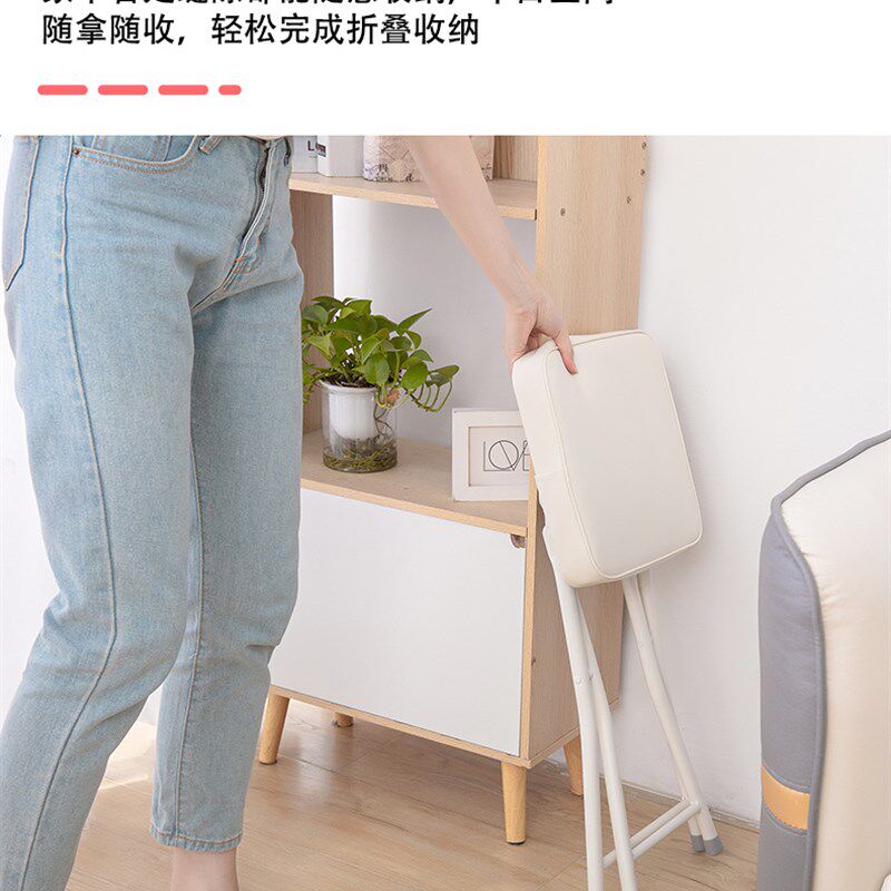 YSF简约餐椅休闲白色折叠椅子宿舍陪读会议临时用餐馆方形凳子