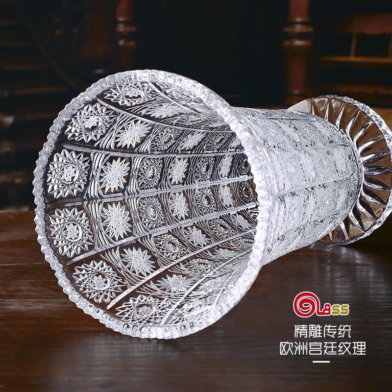 水晶玻璃花瓶大号北欧宫廷风透明客厅插花花器富贵竹瓶子装饰摆件