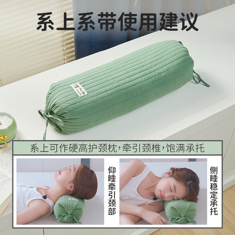 全荞麦枕头护颈椎助睡眠全棉枕套圆形糖果枕芯成人睡觉专用颈椎枕