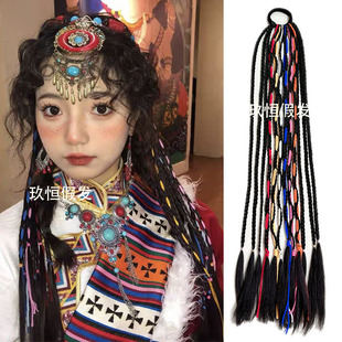 西藏民族假发麻花小辫子拳击辫彩色脏辩云南旅拍毛线球辫子细辫子
