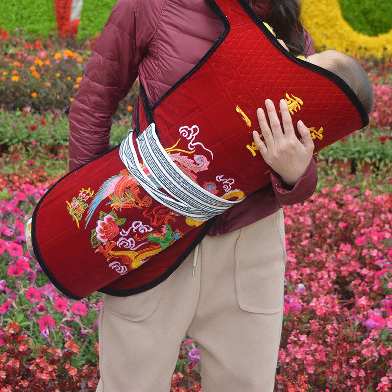 前抱后背贵州老式传统绣花新生婴儿软硬背扇云南宝宝小孩子背带袋