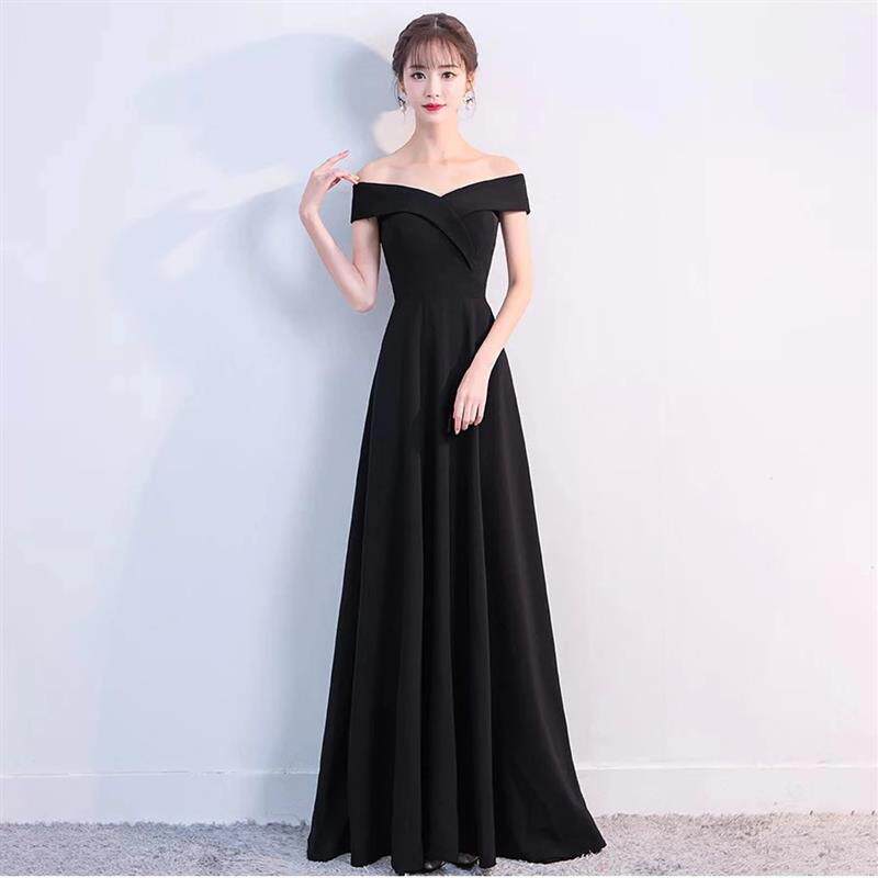 伴娘服长款2024新款r白色伴娘团礼服姐妹裙婚礼显瘦一字肩宴会礼