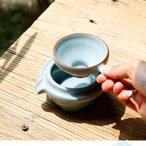 三勤堂汝窑茶漏茶滤 过滤茶叶景德镇茶具陶瓷开片可养搭配公道杯