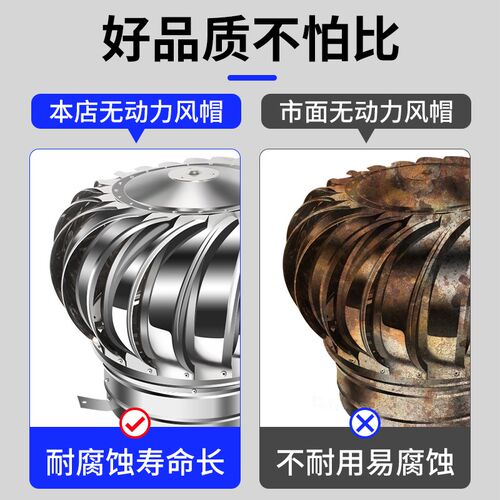 无动力风帽屋顶通风器110/160/200pvc管道换气304不锈钢风球风帽