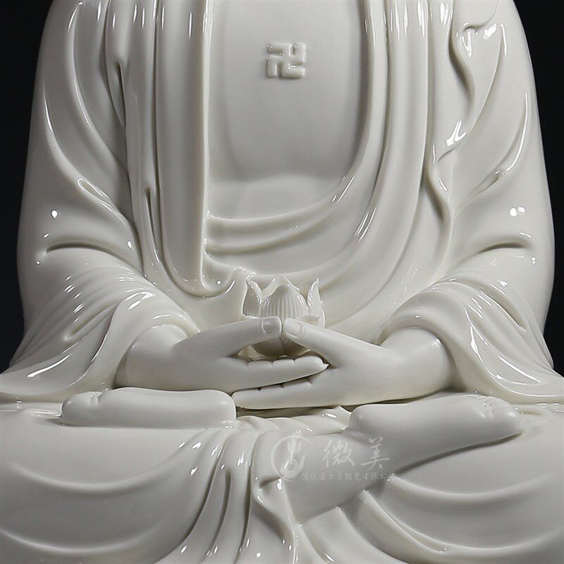 12至24吋三宝佛祖如来阿弥陀佛释迦牟尼家用供奉陶瓷粉色佛像摆件