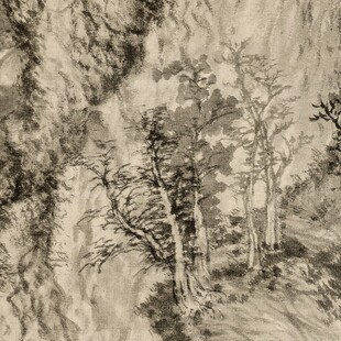 王蒙青卞隐居图高清国画山水彩色临摹画稿微喷原大画心仿古山水画