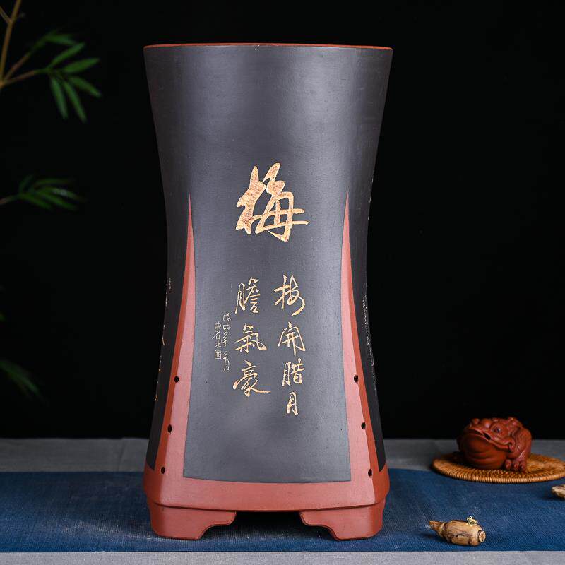 大号 紫砂四方兰花盆多肉花盆陶瓷创意古典粗陶绿植 君子兰盆