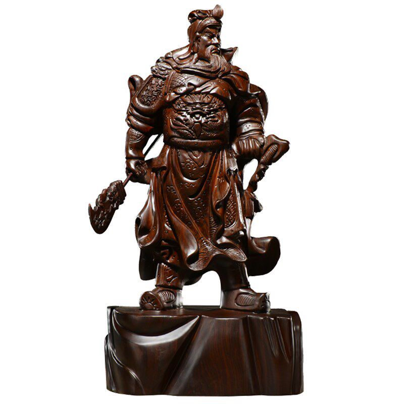 黑檀木雕关公像摆件实木大号武财神关二爷客厅护宅武圣关羽工艺品