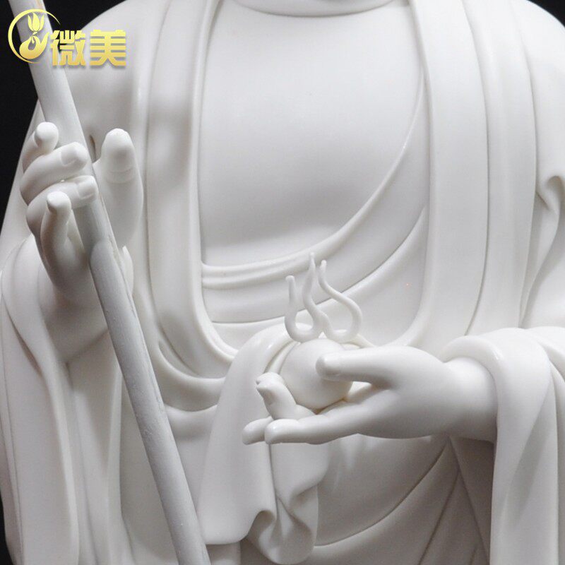 微美 14至21吋立莲地藏王佛像家用供奉地藏菩萨像摆件陶瓷光头站