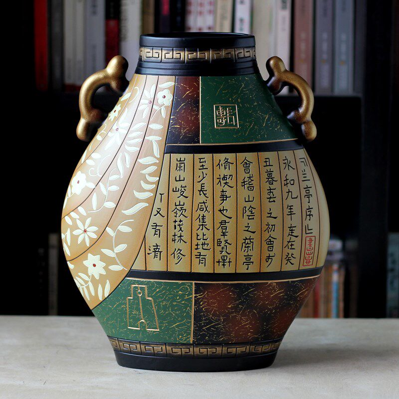 新中式家居装饰品中国风陶瓷艺术品入户玄关客厅展柜特色陶瓷摆件