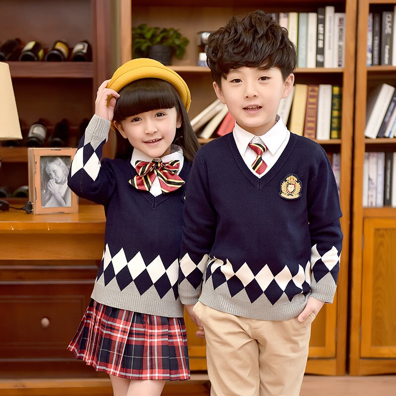 幼儿园园服女童装春秋冬款英伦风毛衣男童儿童小学生班服校服套装