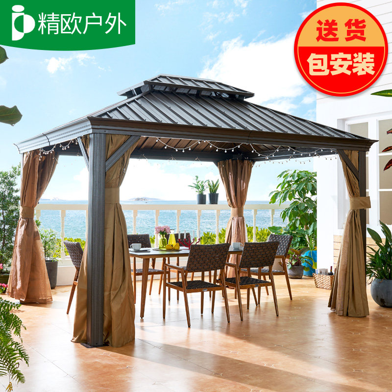 精欧户外凉亭户外庭院别墅花园遮阳棚阳光房休闲亭室外铝合金亭子