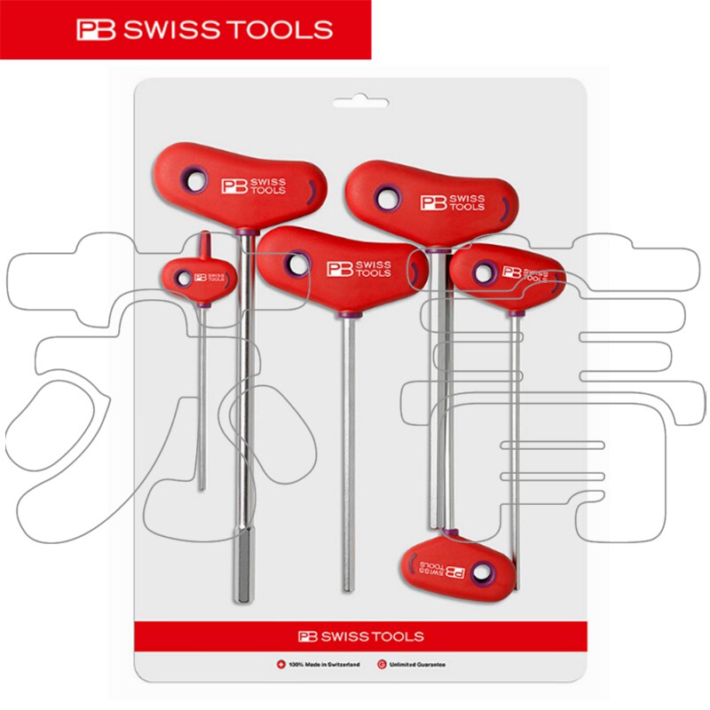 瑞士原装进口PB Swiss Tools T型内六角扳手6件套PB 1445/1445.CN