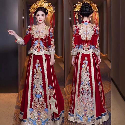 2026新款V领秀禾服婚服礼服敬酒服中式嫁衣出阁服龙凤褂新中式高