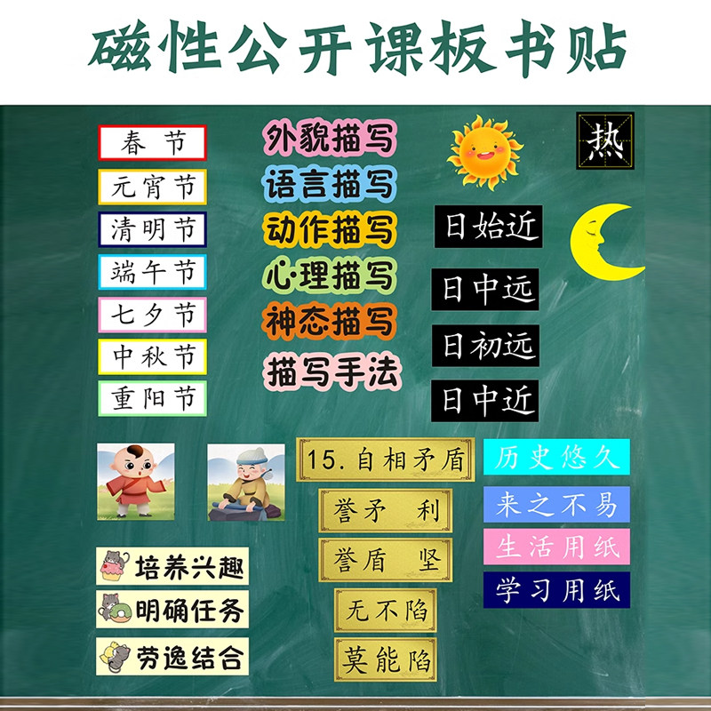 教师公开课黑板贴磁贴板书贴定制图案课程教具打印磁力磁性软磁贴图片