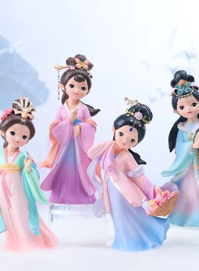 国潮风汉服女孩客厅桌面摆件装饰品古装女生人偶手办创意师生礼物