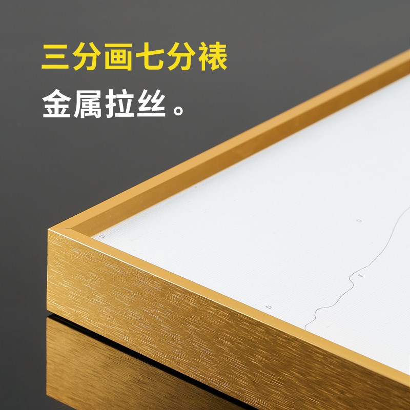 自油自画数字油画diy填色手工填充手绘中国风玄关油彩画 鎏金牡丹