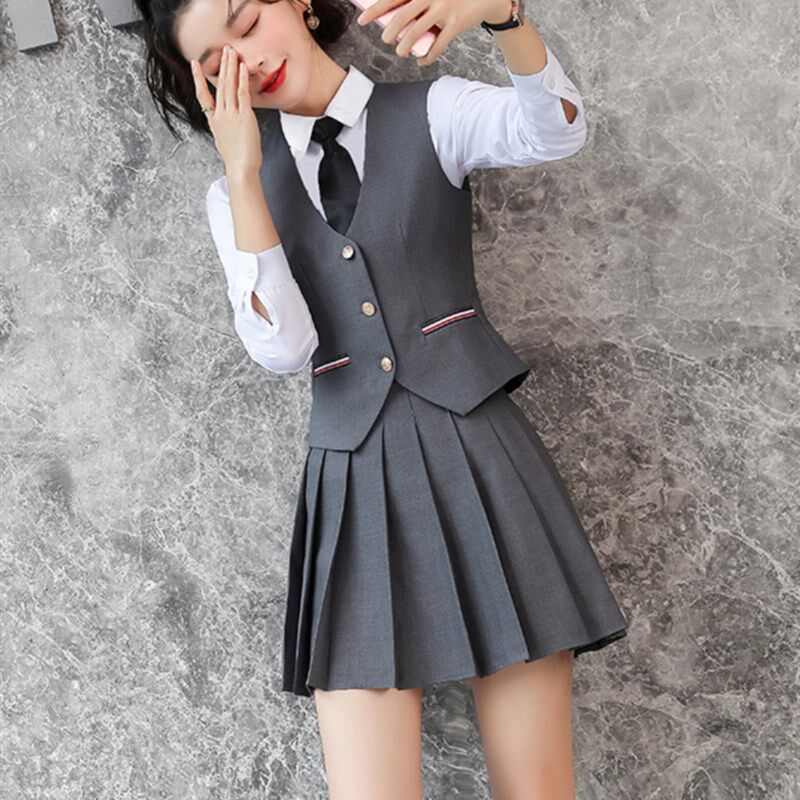 工作服女酒吧餐饮服务员服务生饭店吧台KTV酒店前台工作套装马甲