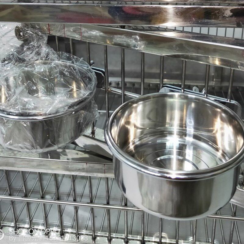 鸟笼笼具不锈钢防叼食杯食碗喂鸟器鹦鹉防咬食盒悬挂固定环鸟水杯