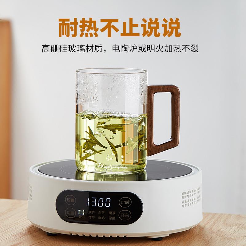 美斯尼玻璃杯大容量无盖耐高温办公室水杯家用透明喝水咖啡杯子女