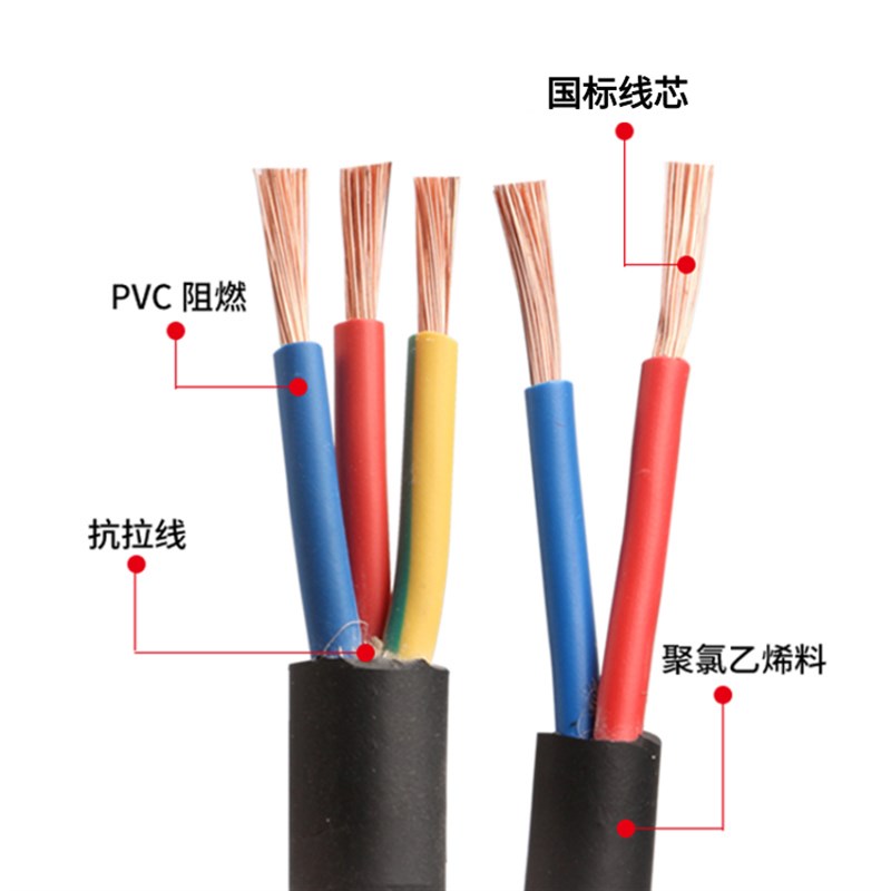 国标电缆线三相四线专业工程电源线户外防水防晒水泵大功率延长线