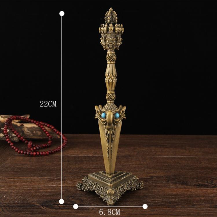 藏传密宗法器秽迹金刚杵金刚橛降魔杵铜合金普巴杵大号带底座