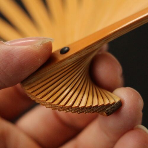 精品浙工名家戚有良纯手工留青雕刻魁星点斗老玉竹扇子竹雕折扇骨