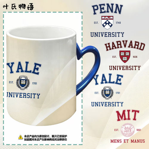 美国名校耶鲁哈佛大学变色马克杯