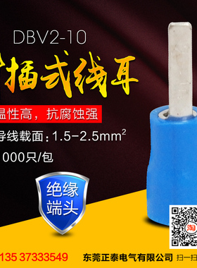 插片式绝缘端子 DBV2-10 冷压接线端子 片型插针插片 线耳 1000只