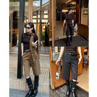 郭幂幂 FW 复古潮流老钱个性|休闲直筒配腰带西装五分裤女新秋款