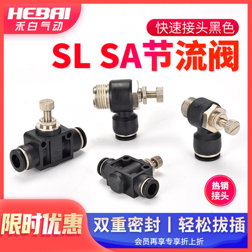 气动气缸快插接头速度调节阀SA节流阀SL06-M5/08-03/10-02调速阀