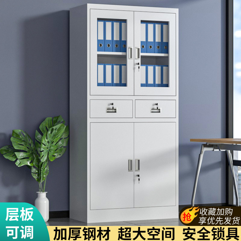 办公室铁皮文档柜二斗器械柜带抽屉车间工具柜收纳柜储物放书柜子