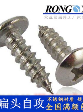 201不锈钢大扁头自攻螺丝钉 白钢伞头木牙螺钉蘑菇头钉M3M4M5