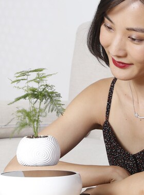 反重力磁悬d浮陶瓷花盆创意小盆栽客厅家居饰品办公室桌面高档摆