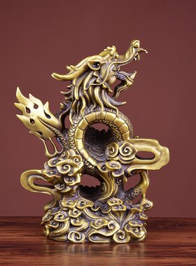 铜龙飞龙在天龙凤呈祥摆件招财办公室装饰家居V装饰摆设工艺品