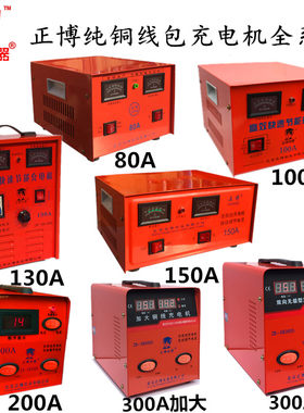 纯铜汽车电瓶充电器12V24V叉车通用智能大功率蓄电池充电机300A