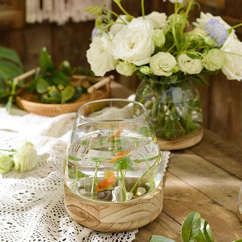 U Mi LIVING绿萝花瓶水培大口径植物玻璃插花盆鱼缸客厅摆件品