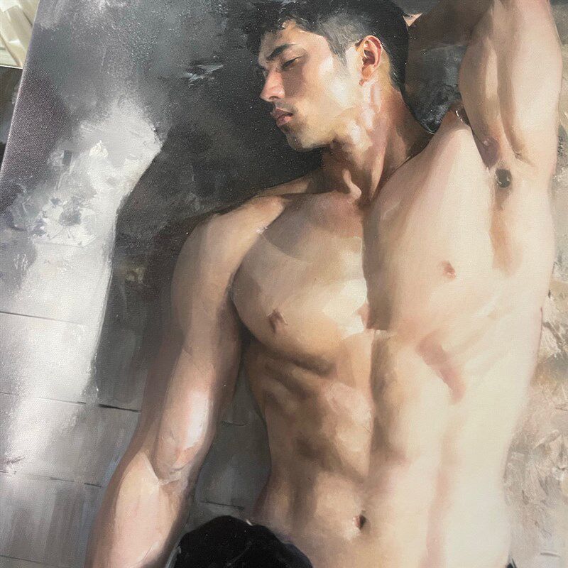 废墟肌肉男装饰画相框画框卧室挂画喷绘油画房间室内挂墙靠墙艺术