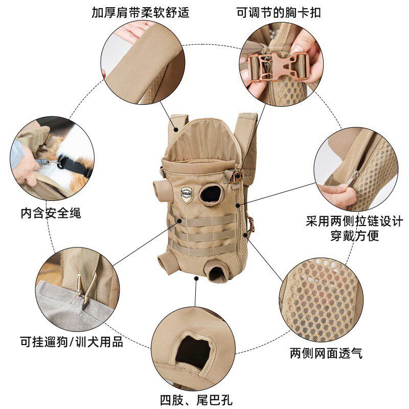 狗狗外出背包可携式四脚中小型犬柯基法斗透气胸前宠物战术双肩背