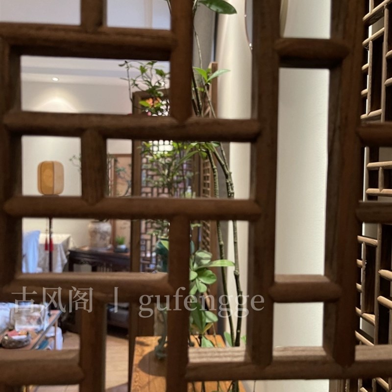 复古做旧屏风中式折叠移动隔断装饰仿古实木花格玄关折屏禅意摄影