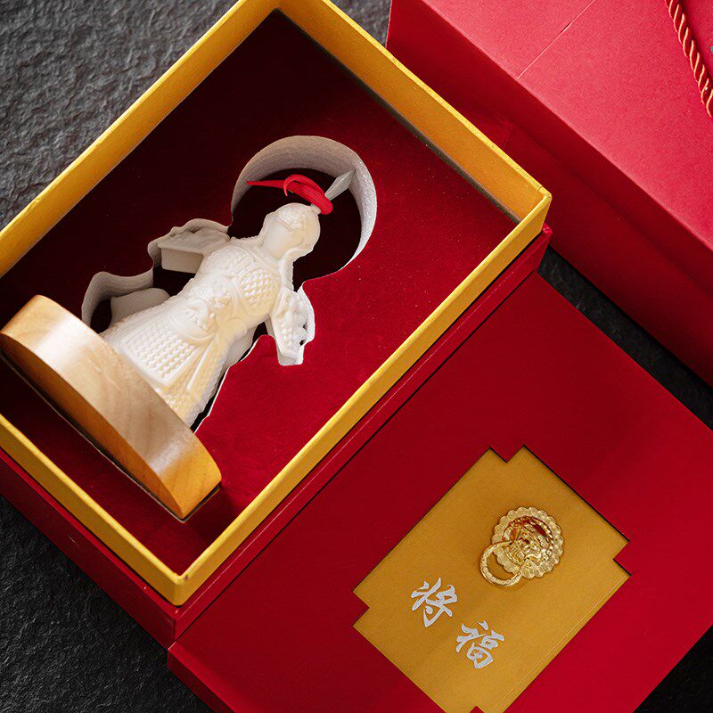 久造新中式白瓷将军铠甲摆件客厅红酒柜博古架装饰创意礼品送长辈