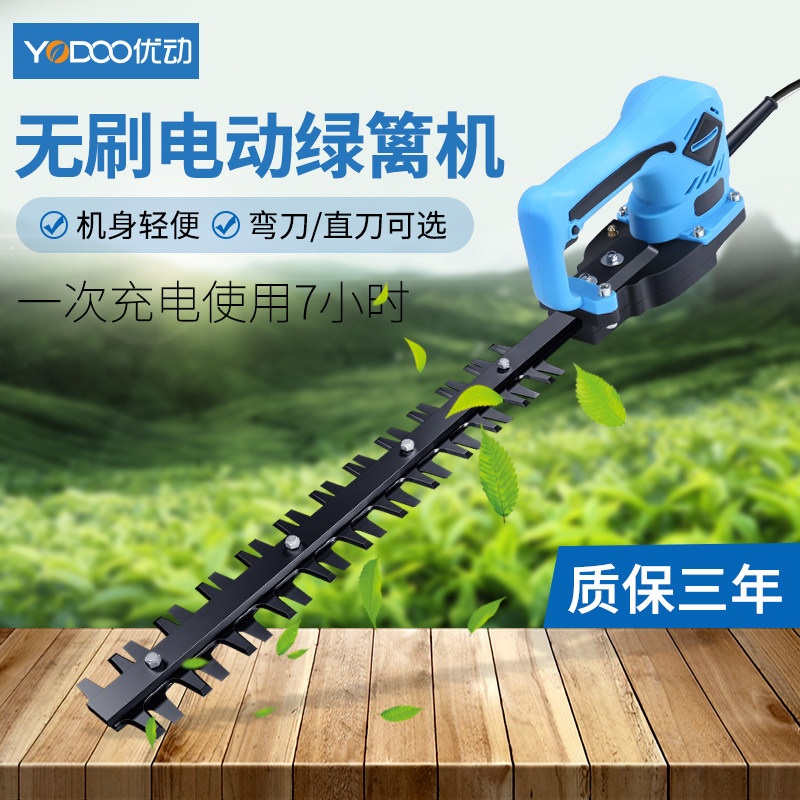 48V无刷电动绿篱机双刃充电便携修枝机弧形弯刀专业修剪茶树球型
