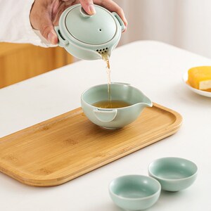 汝窑便携式旅行茶具套装户外茶具个人专用快客杯茶杯收纳旅行包