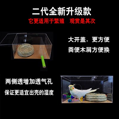 亚克力透明鹦鹉繁殖箱玄凤虎皮牡丹鸟类专用孵化箱鸟巢箱鸟房挂窝